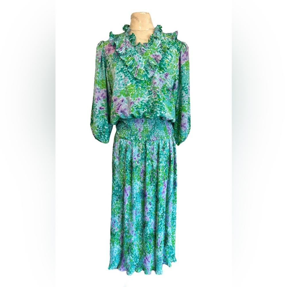 Susan Tudor vintage ruffled blouse and skirt set